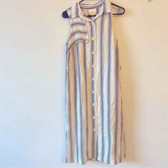 Maeve by Anthropologie Cream & Black Esther Striped Sleeveless Shirt Dress - Picture 5 of 13